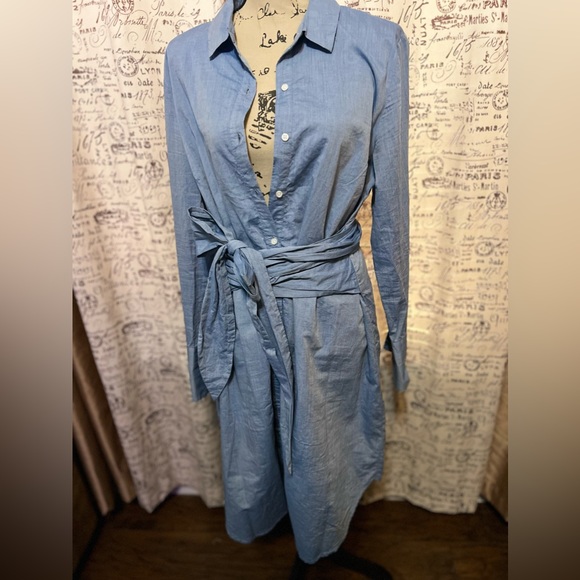 Who What Wear Belted Chambray Shirt Dress 100 % cotton Blue XL - Picture 4 of 6